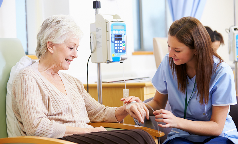 Patient and nurse Oncology