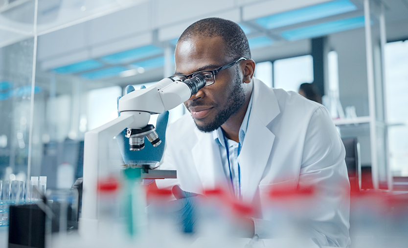 Lab tech with test