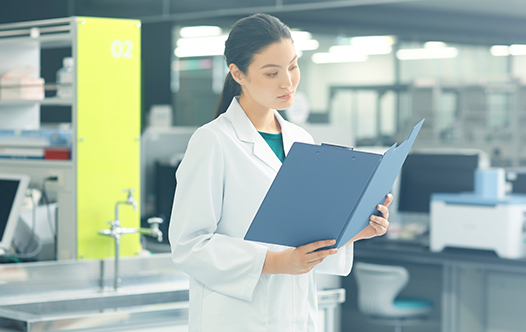 Lab techs analyzing data